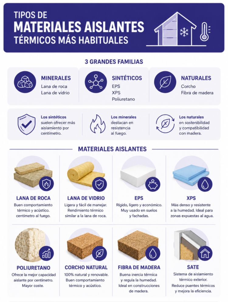 Tipos de materiales aislantes térmicos Tipos de materiales aislantes térmicos