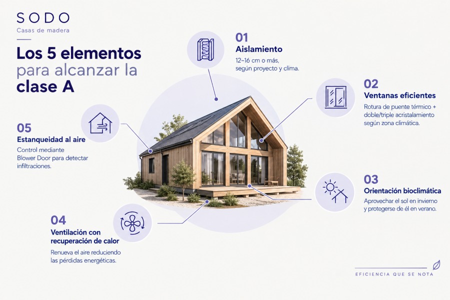 Eficiencia energ&eacute;tica A en casas de madera